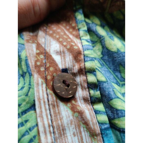 Koa Road Men's Hawaiian Leaf Primt Shirt Greens&Browns Pocket Match Fabric Sz XL - Picture 7 of 7